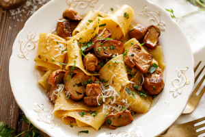 Pappardelle with Porcini Mushrooms and Pecorino cheese recipe