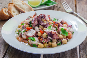 Octopus and chickpea salad