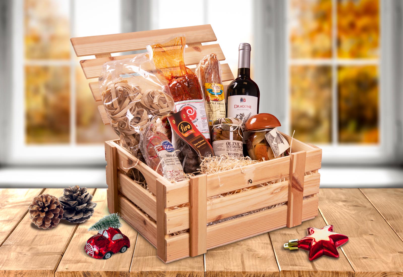 Luxury Wicker Gift Hamper Basket Ideal For Christmas Gift Leather Handle Straps 
