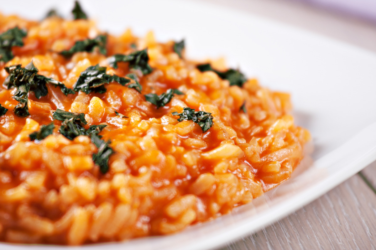 Risotto with tomato sauce
